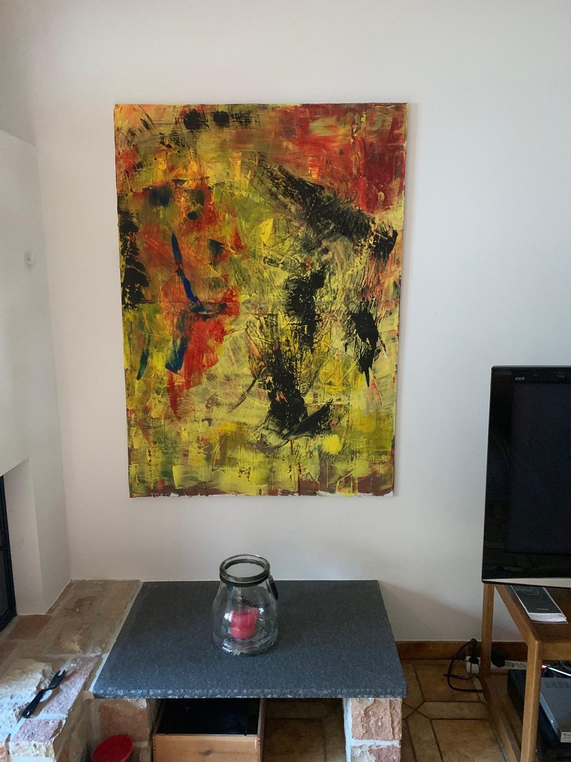 Hérô painting — in the living room